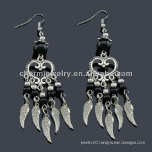 Hand Polish antique silver fashion Earrings Vners Black stones SE-011B